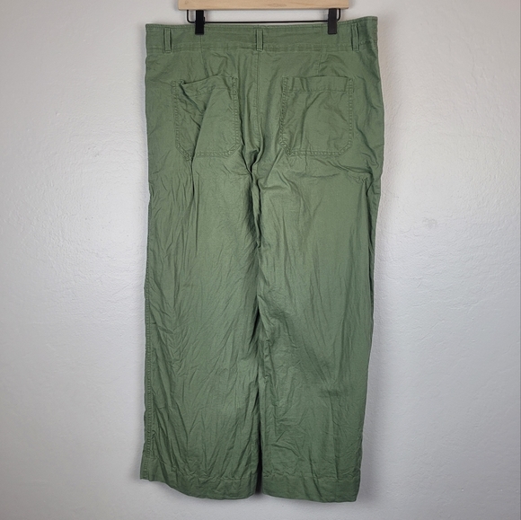 GAP Linen Cotton Blend Olive Green Wide Leg Flowy Cozy Comfy Lounge Pants - Picture 2 of 10